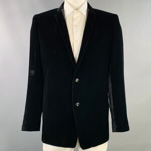 MASATOMO Size XL Black Velvet Viscose Silk Notch Lapel Sport Coat